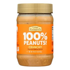 Crazy Richard's All-natural Crunchy Peanut Butter - Case Of 12 - 16 Oz
