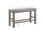 6pc Dining Set Contemporary Farmhouse Style Counter Height 18" Expandable Leaf Table Gray Finish Upholstered Chairs Bench Wooden Solid Wood Dining Roo