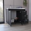 Ferretti Utility Sink with Three Drawers and Double Door Cabinet Black
