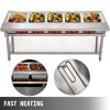 VEVOR Commercial Electric Food Warmer 5 Pot Steam Table Food Warmer 18 Quart/Pan with Lids with 7 Inch Cutting Board Food Grade Stainless Steel Steam