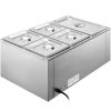 VEVOR 110V Commercial Food Warmer 1x1/3GN and 4x1/6GN, 5-Pan Stainless Steel Bain Marie 13.7 Quart Capacity,1500W Steam Table 15cm/6inch Deep