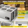 VEVOR 110V Commercial Food Warmer 1x1/3GN and 4x1/6GN, 5-Pan Stainless Steel Bain Marie 13.7 Quart Capacity,1500W Steam Table 15cm/6inch Deep
